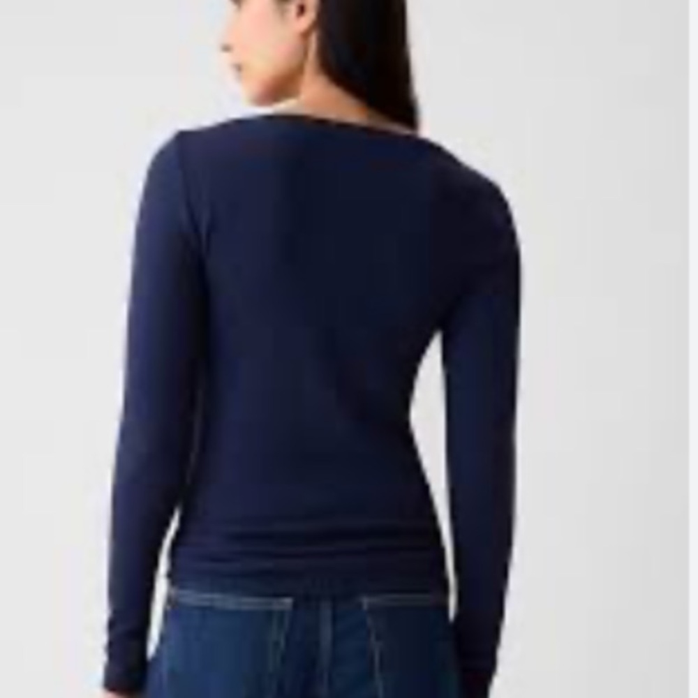 GAP Navy NWT Long Sleeve V-Neck Closet Staple Essential Top S396